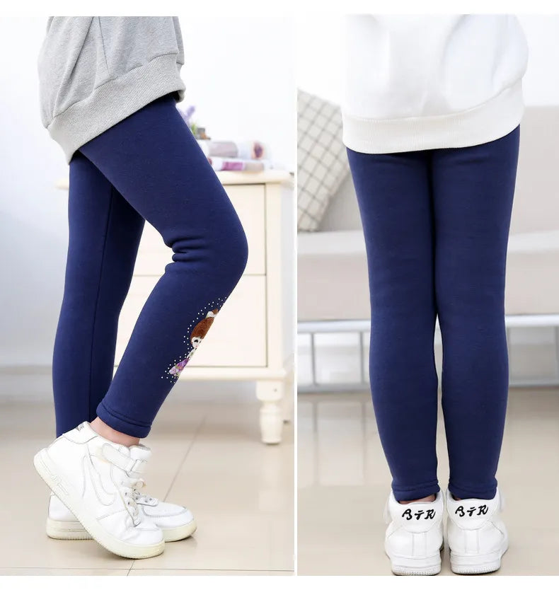 Mid-rise Skinny Pencil Pants Solid Color with Cartoon Pattern