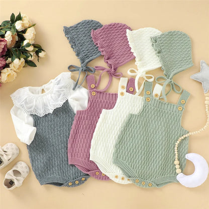 2 Piece Knitted Bodysuit and Hat Set