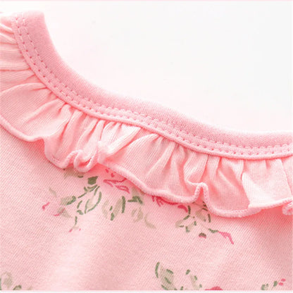 Baby Girl Adorable Cotton Floral Lace Short Sleeve Bodysuits Size 3-12 Months