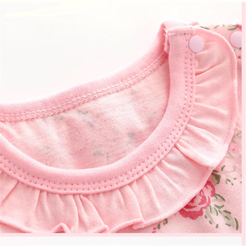 Baby Girl Adorable Cotton Floral Lace Short Sleeve Bodysuits Size 3-12 Months