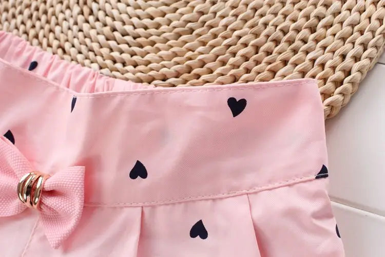 Toddler Girls Candy Color Heart Print Shorts For 3-12 Years