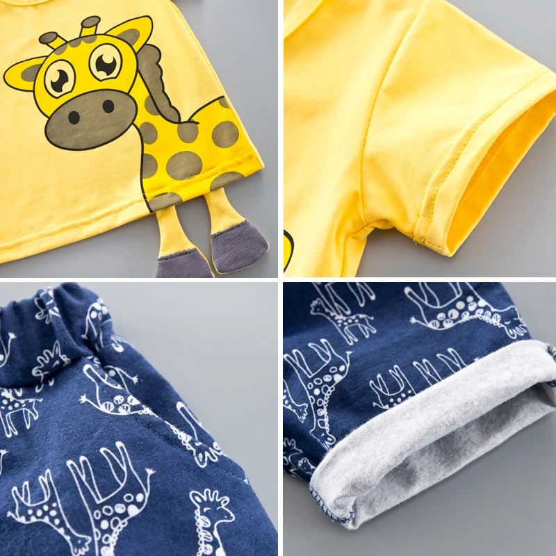 2 Piece Giraffe Print T-shirt And Shorts Size 1-4 Years