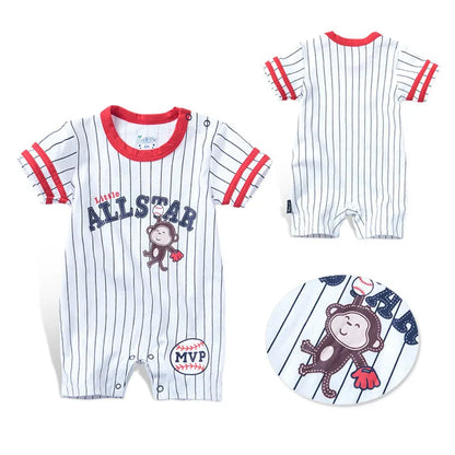 Boys Cotton Baseball Romper Size 6-24 Months