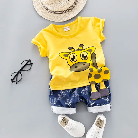 2 Piece Giraffe Print T-shirt And Shorts Size 1-4 Years