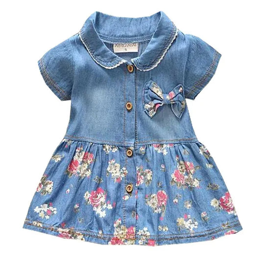 Girls Cute Short Sleeved Floral Print Dress For 1-4 Years