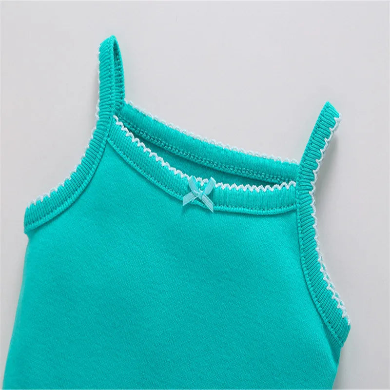 5 Piece Cotton Sleeveless Ribbed Bodysuits Solid Color Size 6-24 Months