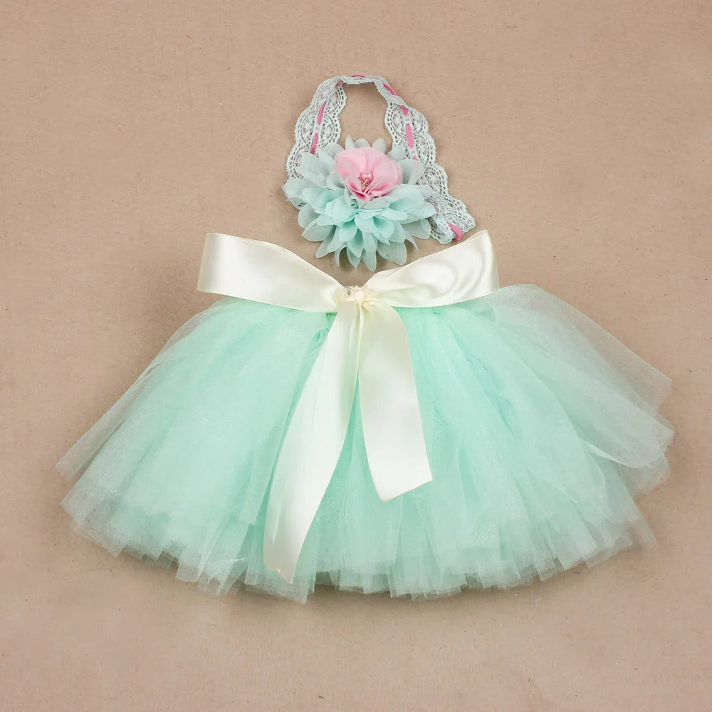 Tutu Skirt with Flower Headband Newborn Photography Prop