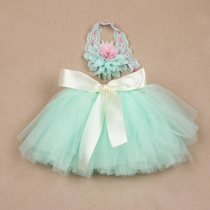 Tutu Skirt with Flower Headband Newborn Photography Prop