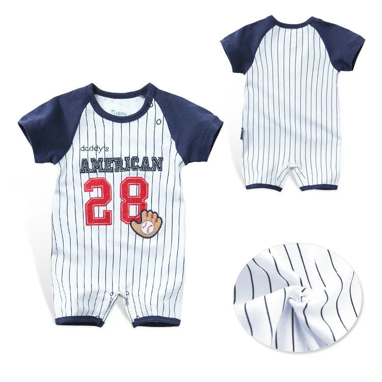 Boys Cotton Baseball Romper Size 6-24 Months