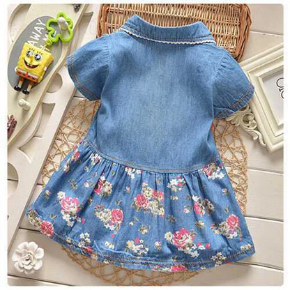 Girls Cute Short Sleeved Floral Print Dress For 1-4 Years