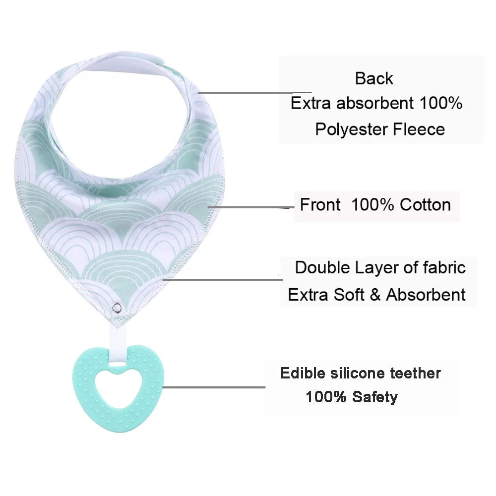 100% Organic Cotton Bandanna Drool Bibs and Teething Toys