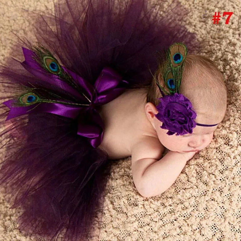 Tutu Skirt with Flower Headband Newborn Photography Prop