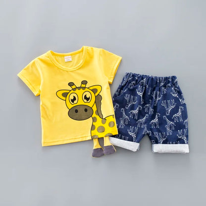 2 Piece Giraffe Print T-shirt And Shorts Size 1-4 Years