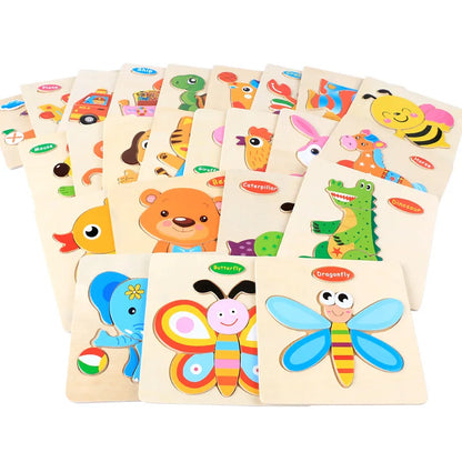 Wooden Cartoon Animal Puzzles