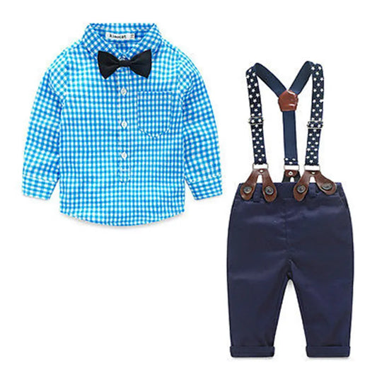 Little Gentleman Long Sleeve Top and Bib Overalls Pants