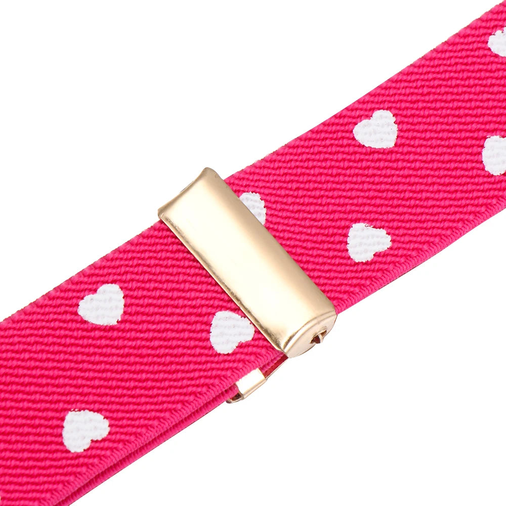 Multi-color Elastic Waist Belt With Heart Buckle