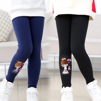 Mid-rise Skinny Pencil Pants Solid Color with Cartoon Pattern