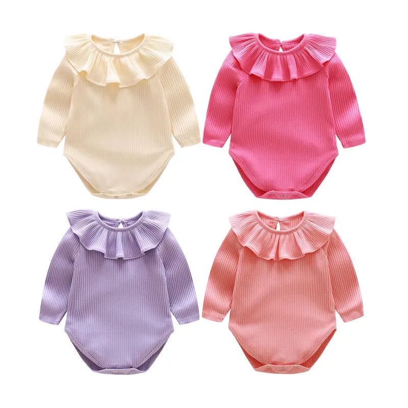 Baby Girl Solid Color Long Sleeve Bodysuit