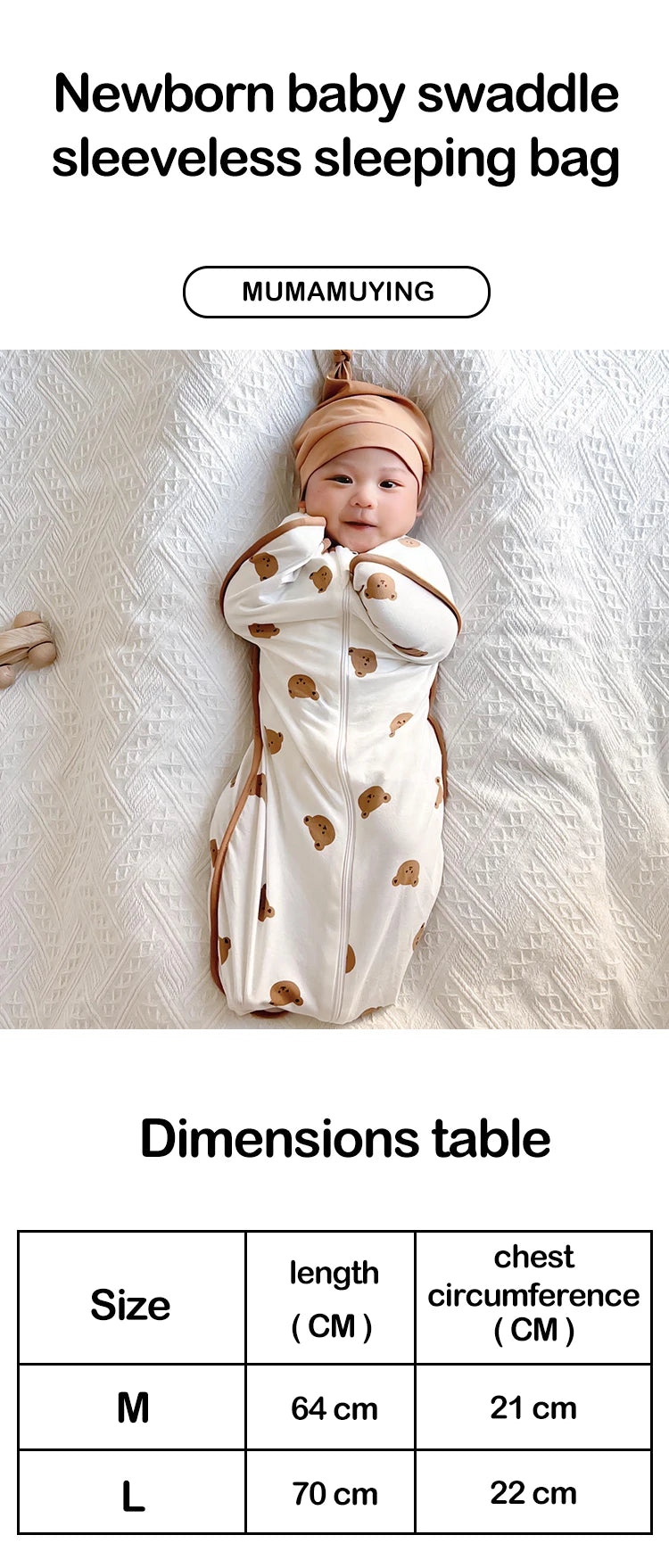 Newborn Cartoon Cotton Sleeveless Anti-kick Sleep Sack Size M/L