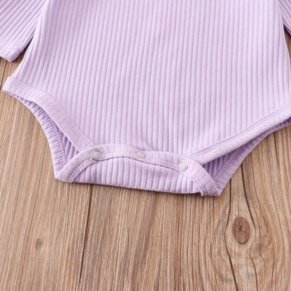 Baby Girl Solid Color Long Sleeve Bodysuit