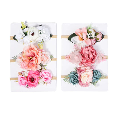 3/4 Pieces Artificial Flower Headband Sets