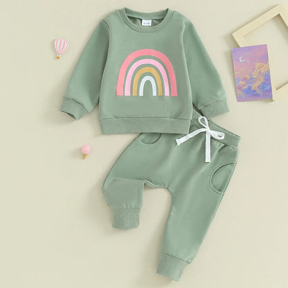 Rainbow Oversize Sweater & Long Pants Set For 6-36 Months