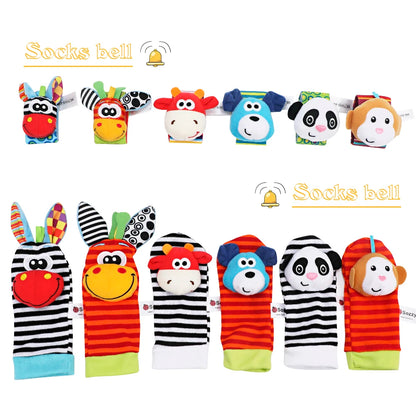 2pcs/4pcs Stuffed Animals Baby Rattle Socks and Wrist Baby Rattles