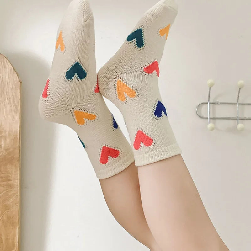 Girls Heart Crew Socks For 3-9 Years