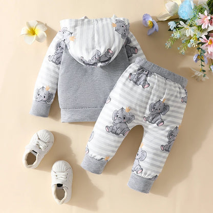 2 Pieces Elephant Hoodie and Pant Set