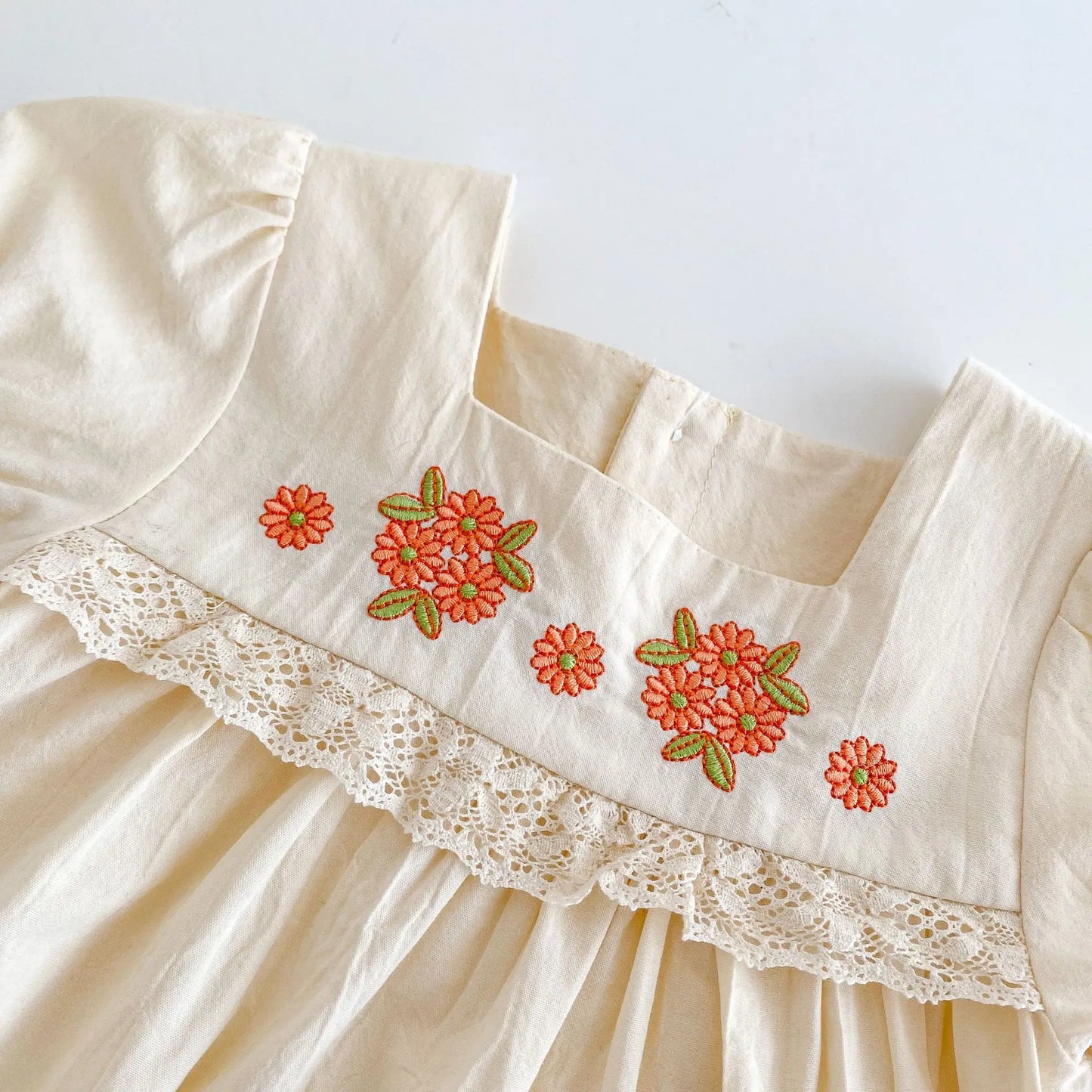 Flower Embroidered Short Sleeved Top and Flower Bread Shorts