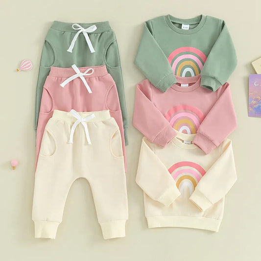 Rainbow Oversize Sweater & Long Pants Set For 6-36 Months