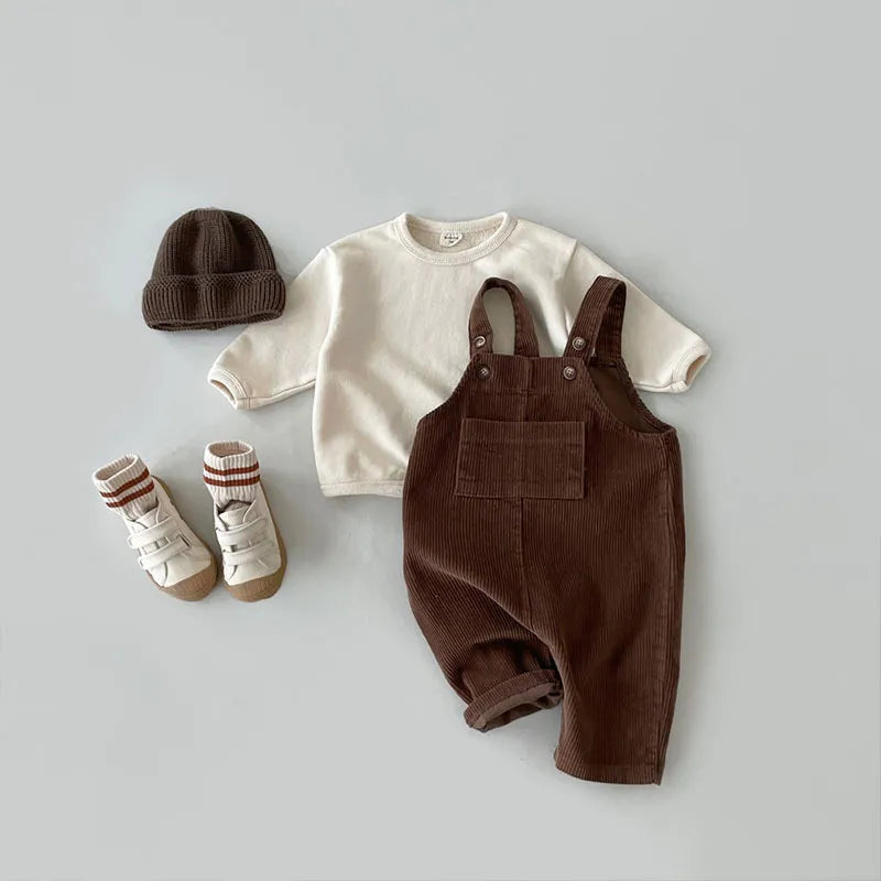 Casual Corduroy Bib Pants Overalls For 3-24 Months