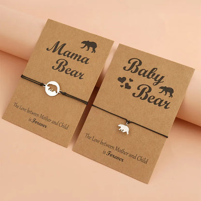 2Pcs/3Pcs Mother Daughter Bear Charm Bracelet Set