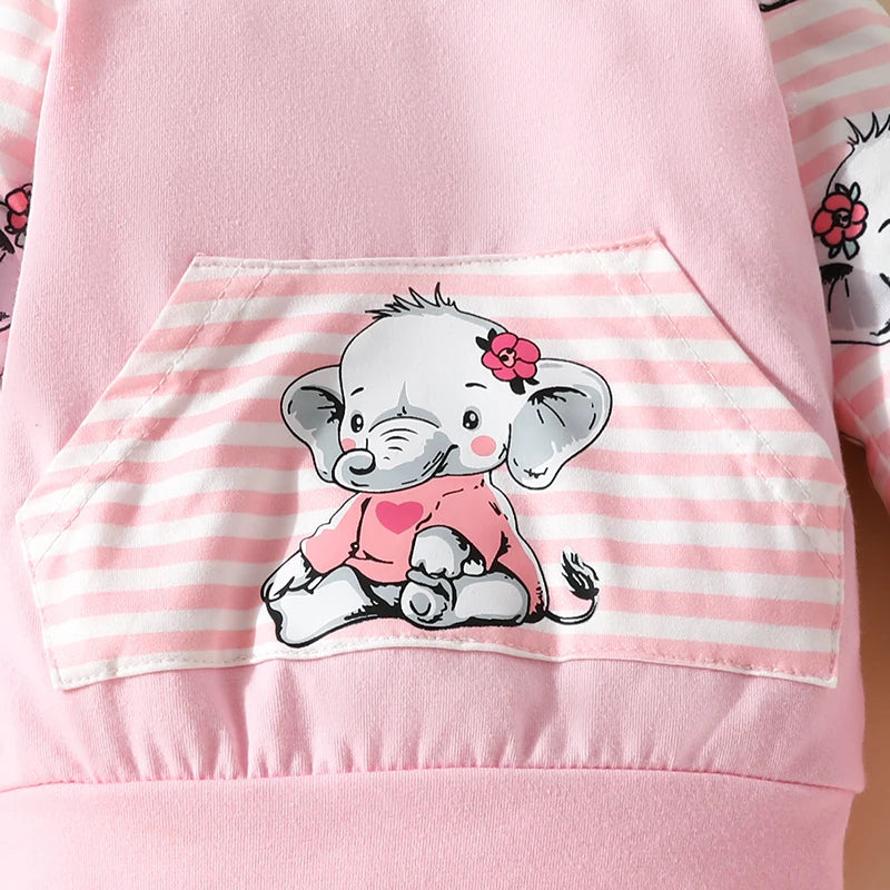 2 Piece Pinstripe Elephant Hoodie and Pant Set