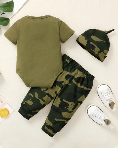 "Cooler Version of Dad" Bodysuit Camo Pants and Hat Set for 0-18 Months