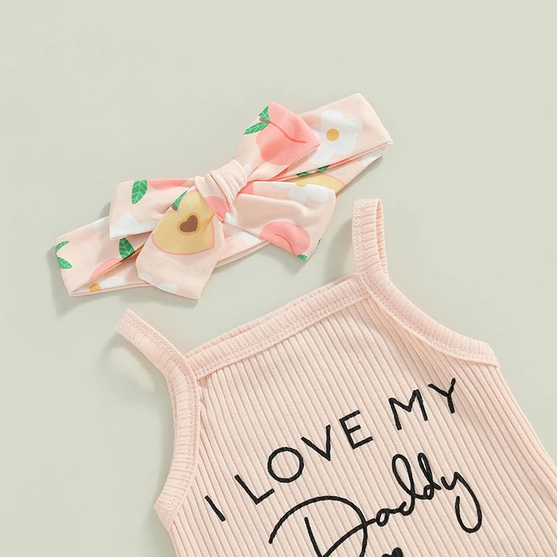 3 Piece I Love My Daddy Bodysuit Short Headband Set