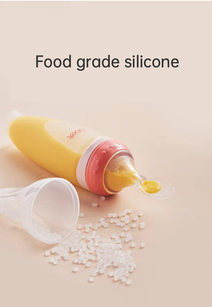 Squeeze Type Feeding Bottle With Silicone Training Spoon