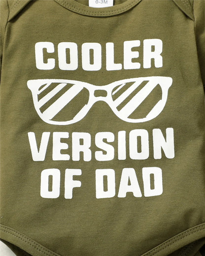 "Cooler Version of Dad" Bodysuit Camo Pants and Hat Set for 0-18 Months