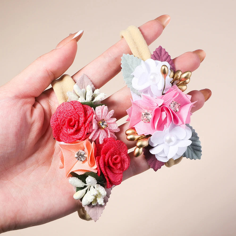 3/4 Pieces Artificial Flower Headband Sets