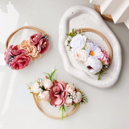 3/4 Pieces Artificial Flower Headband Sets