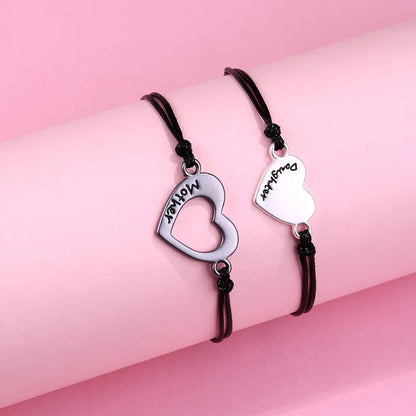 2 Piece Mommy And Me Matching Stainless Steel Love Heart Bracelets