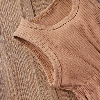 Solid Color Ribbed Romper for 3-18 Months