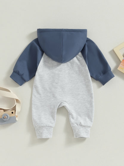 Long Sleeve Zipper Block Color Romper 0-24 Months