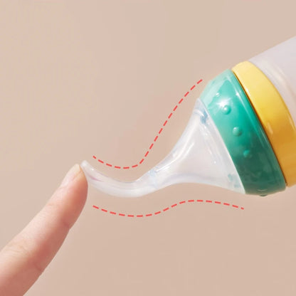 Squeeze Type Feeding Bottle With Silicone Training Spoon