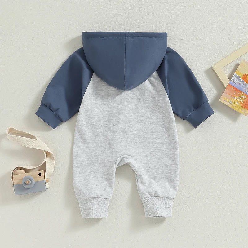 Long Sleeve Zipper Block Color Romper 0-24 Months