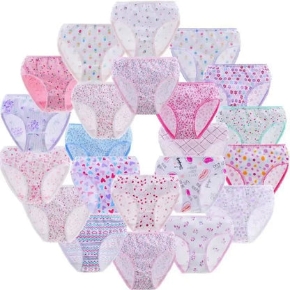 12 Pairs Girls Cotton Print Panties