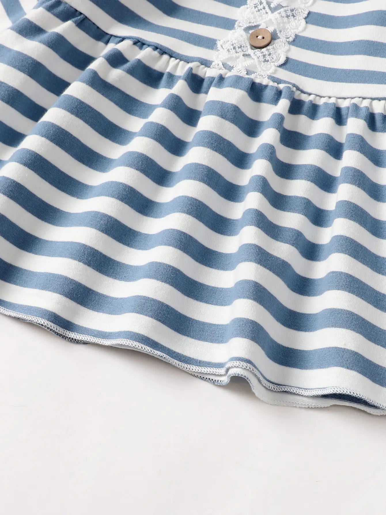 Cute Striped Long Sleeve Dress Top and Ruffled Hem Pants Set For 6-36 Months