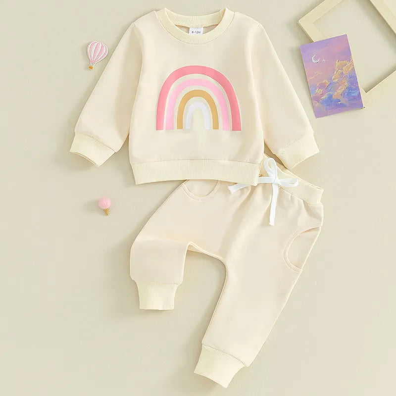 Rainbow Oversize Sweater & Long Pants Set For 6-36 Months