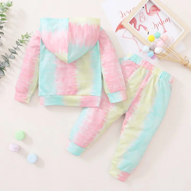 Tie-dye Long Sleeve Hoodie and Pants Outfit 0-24 Months