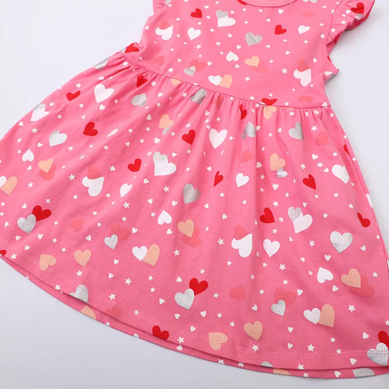 Heart Print Sleeveless Princess Dress For 2-8 Years